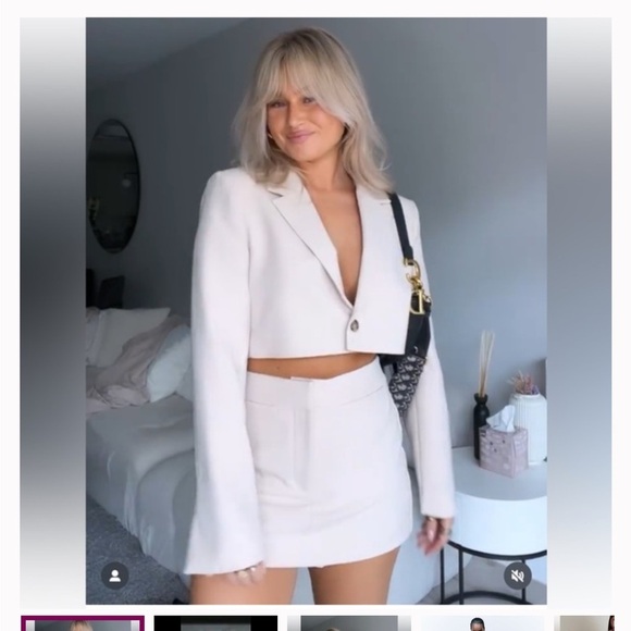 ZARA 2PIECES CROPPED BLAZER AND SPLIT SKIRT in Bone XS - Picture 3 of 16